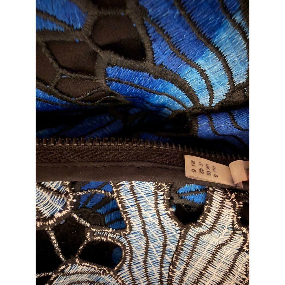 Elie Tahari floral aplique blue & black dress size 6 - Picture 6 of 6